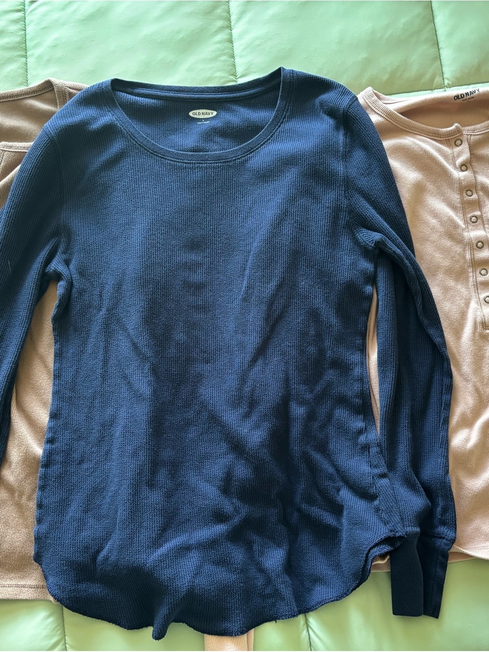 Old Navy Light Pink Ribbed Thermal Long Sleeve Top